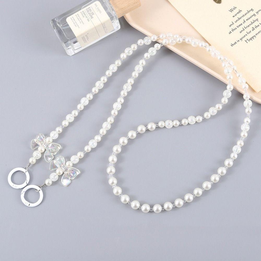 Bowknot Mobile Phone Lanyard Flower Beads Phone Neck Straps  Phone Case Hanging