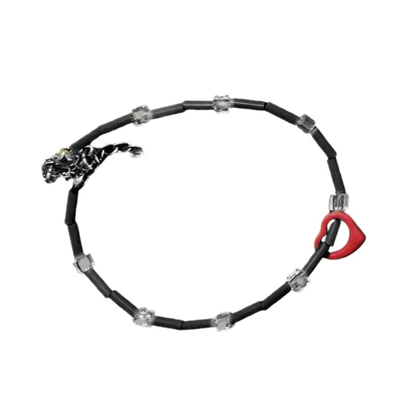 

Stylish Heart Pendant Necklace Beaded Necklace Heart Beads Bracelet Neck Jewelry Resin and Alloy Material for Woman Girl чорний