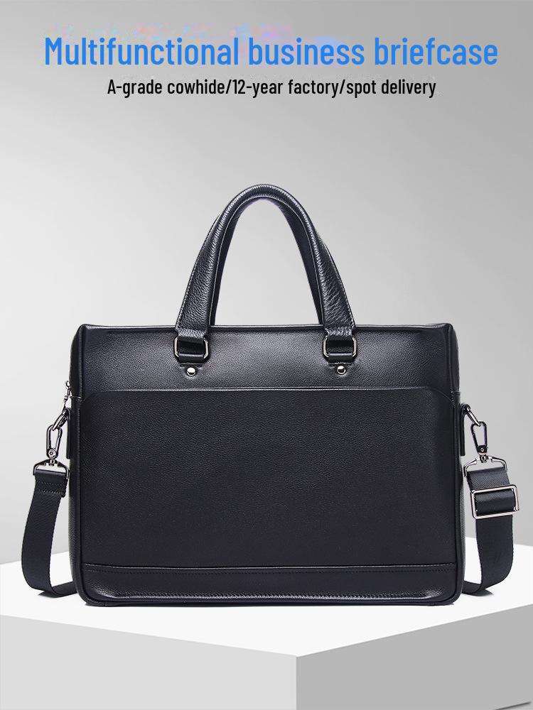 

Мужская модная кожаная сумка для поездок на работу — классическая, универсальная и вместительная 88521D-3 чёрный