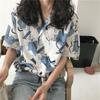 Summer Women's Short Sleeved Shirt Geometric Print Casual Vacation Style Blouse Loose Versatile Women's Clothing