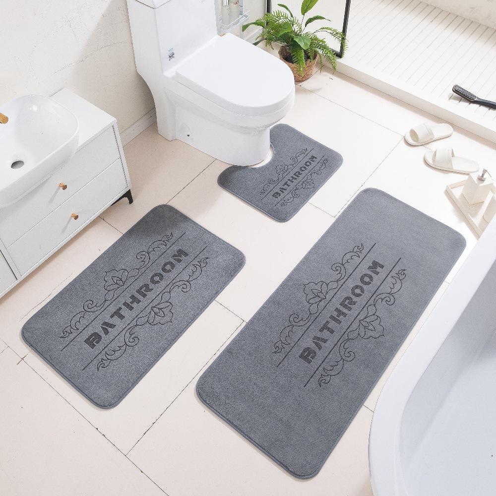 3D Carved Three-Dimensional Bathroom Floor Mat Toilet Three-Piece Non-Slip Absorbent Carpet