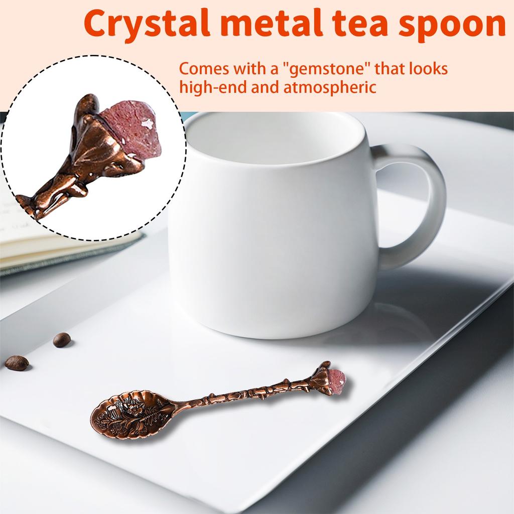 Natuurlijke Kristallen Koffielepels Met Vintage Snijwerk Creatieve Dessert Roerlepel
