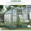 6x6 FT Polycarbonate Greenhouse with Base and Raised Bed, Walk-in Greenhouse with Aluminium Frame, Temperature Controlled Window