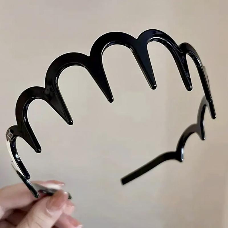 Fashion Women Girls Zig-Zag Shark Long Tooth Headband Plastic Resin Non-Slip Wave Comb Hair Hoop Headwear Diy Headpiece