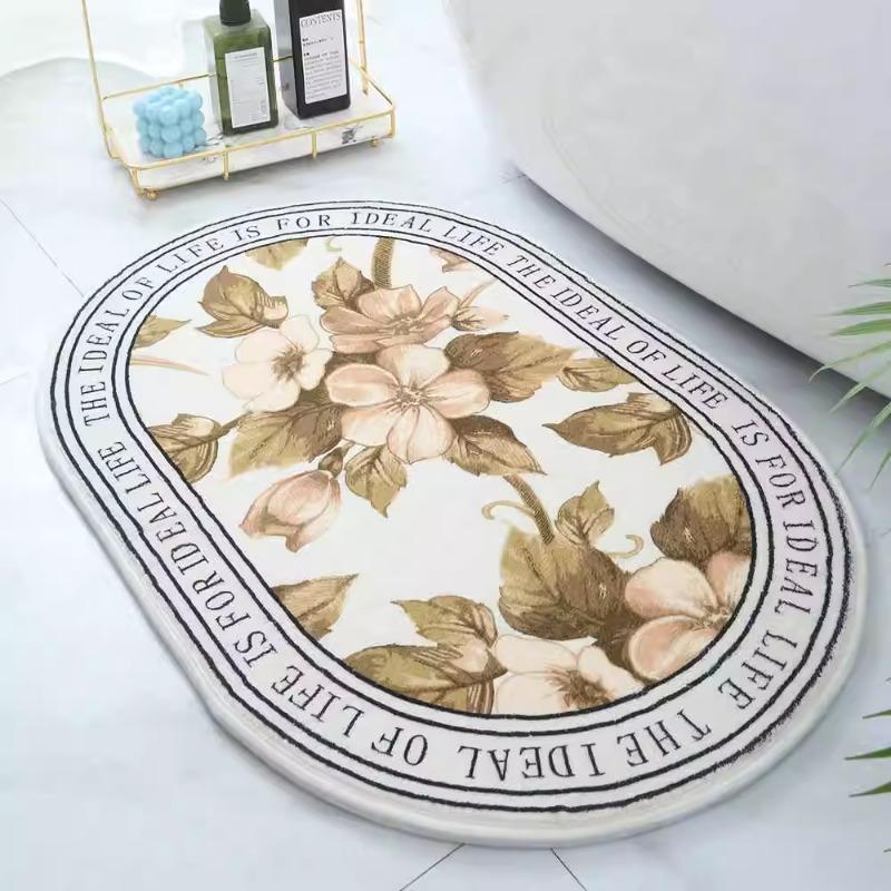 Nordic retro printed carpet imitation cashmere bedroom bedside blanket bathroom door mat set living room door floor mat