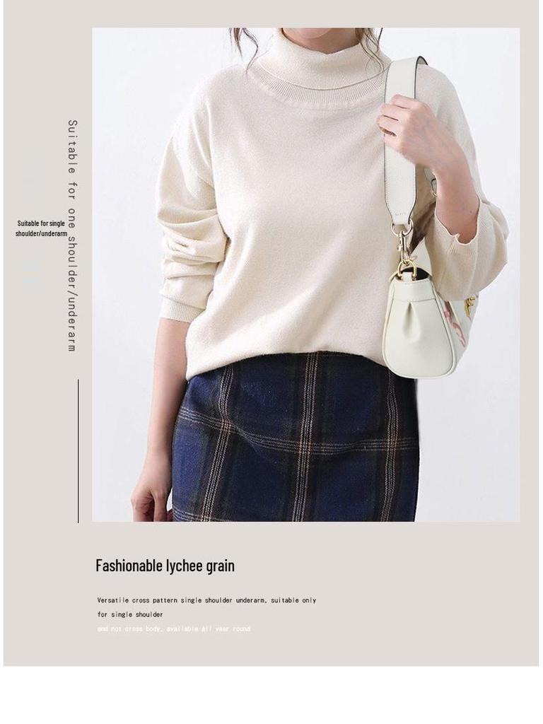 Women's Faux Leather Shoulder Strap Bag Accessory - Imitation Cowhide, Single Wide Short Handheld Strap