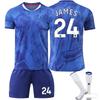 Kits de Futebol Personalizados com Nome para Adolescentes, Crianças e Adultos 2025-26 Chelsea Casa #24 JAMES Conjunto de Camisa de Treino com Meias