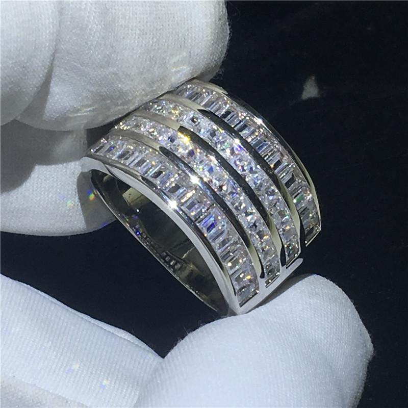 Vintage Magnificent Ring Silver Color Promise Aaaaa Zircon Cz Engagement Wedding Band Rings For Women Men Finger Jewelry