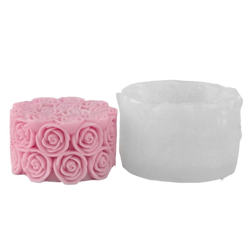 Silicone Rose Candle Mould For Handmade Floral Cylinder Candle With Intricate Detailing