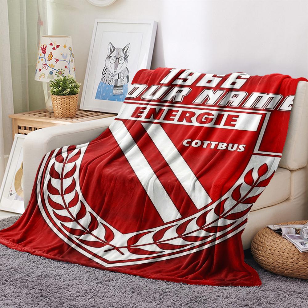 1 Stück Individueller Name Energie Cottbus Gemustert Flanelldecke Geeignet für Alle Jahreszeiten für Heimdekoration Wärme und Komfort Geschenke Feiertagsgeschenk_lx 80cm x 120cm white