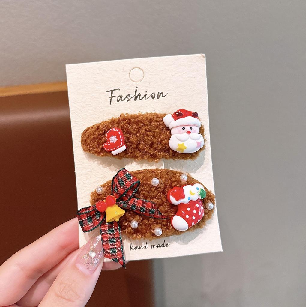 2025 Children's Christmas Hair Clips Set: Santa, Tree & Reindeer (5-Piece)