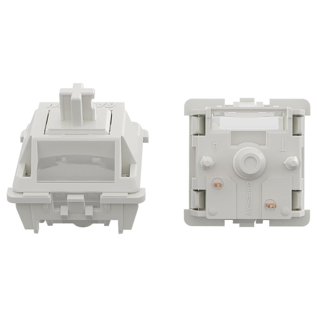 GATERON Smoothie Keyboard Switches, Linear RGB LED 5-Pin White 22mm Dual-Stage Spring Factory Pre-Lubricated 40gf Full POM Key Switches for MX