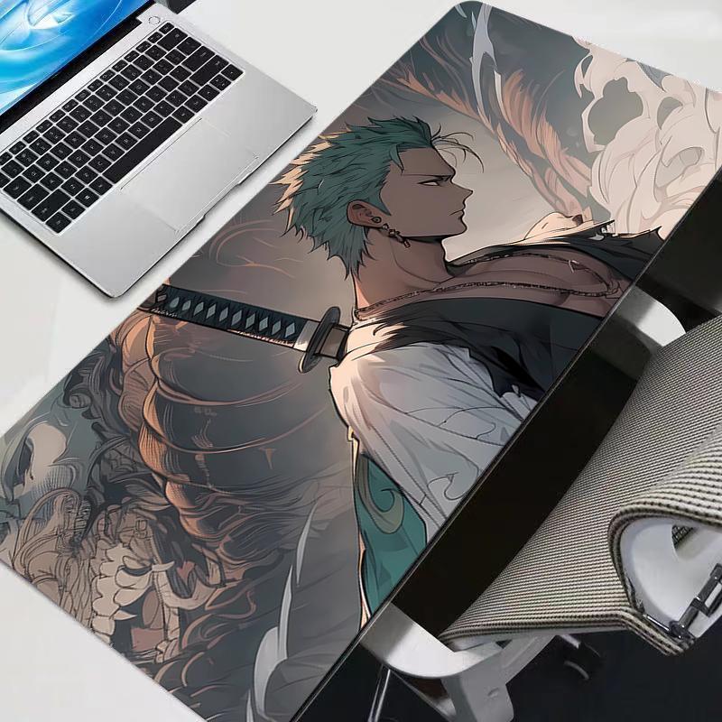 New Mouse Pads Big One Piece Roronoa Zoro Gamer Gaming Accessories Speed Keyboard Rubber Lock Edge Desk Mat Laptop Mousepad