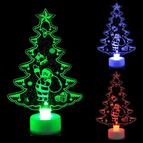 Santa E-iffel Towers LED Acrylic Colorful Light Plate Table Lamp Christmas Decor