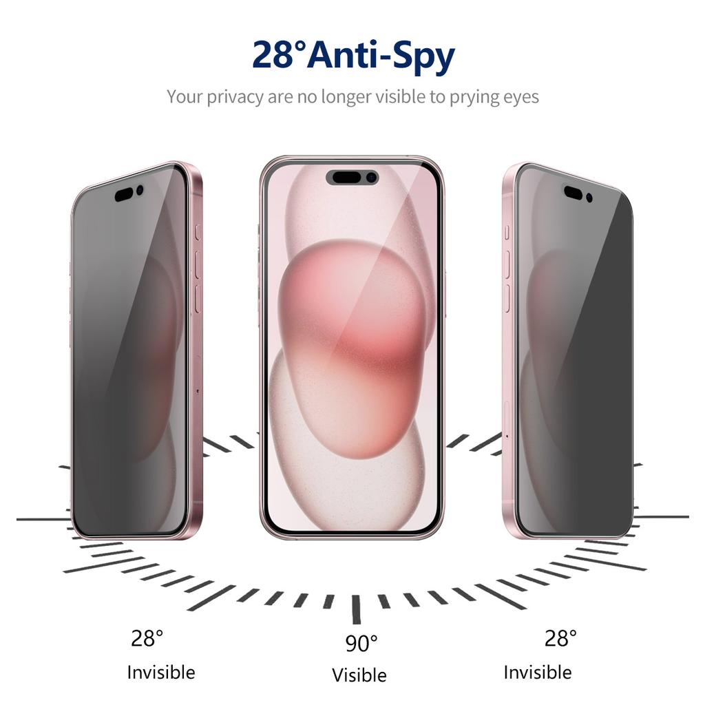 ENKAY HAT PRINCE 2Pcs For iPhone 15 Anti-Spy Film 9H Scratch-proof Screen Protector