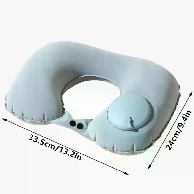 Flocking Inflatable Portable Neck Pillow That Can Be Stored And Self Filled Suitable For Outdoor Travel Business Trips Camping