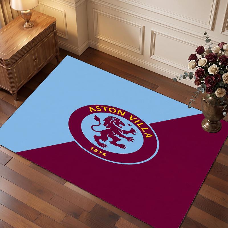 Tappeto in Velluto di Cristallo con Stampa Calcio Aston Villa, Comodo Assorbente d'Acqua Antiscivolo Tappeto per Pavimenti Interni