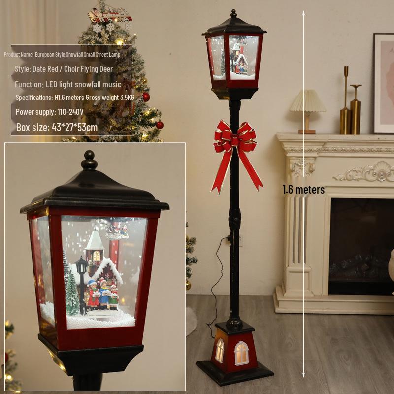 Korean Christmas Music Snowfall Street Lamp Toy Ornaments