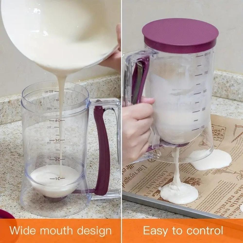 New 900ml Batter Dispenser Hand-held Graduated Funnel Pastry Dough Batter Separator for Pancake Cupcake Cake Baking Kitchen Tool