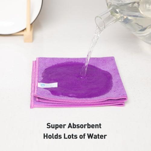 WEAWE Microfiber Cloths, Absorbent, Quick-Drying, Multi-Purpose Towels, 12-Piece Set, 33x33cm, Purple