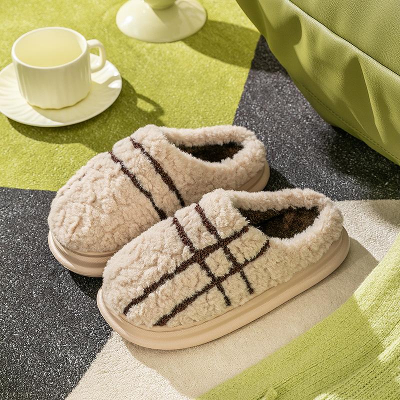 EVA sole cotton slippers women's winter home indoor couple thick-soled non-slip fluffy shoes warm cotton shoes men