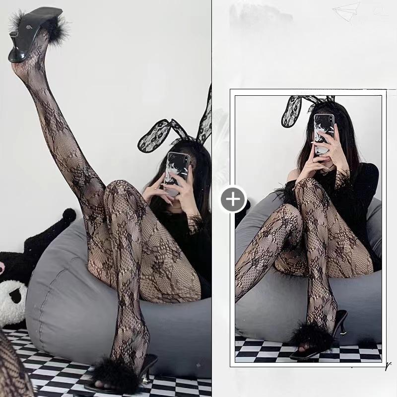 Sexy Lace Mesh Stockings Bottomed Pantyhose Classic Lolita Hollowed Fishnet Women's Netting Gothic Punk Retro Spider Web Tights