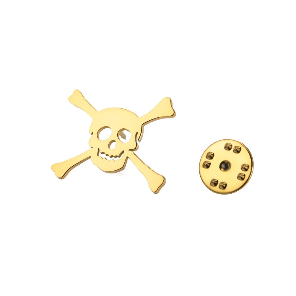 LIKGREAT Totenkopf Brosche für Männer Frauen Skelett Knochen Anstecknadel für Hemd Hüte Rucksäcke Edelstahl Schmuck Halloween Geschenk