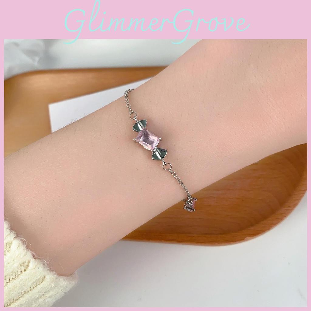 Pink Heart Charming Bracelet For Teens Everyday With Geometric Alloy Design