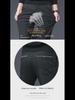 Men's Slim-Fit Black Plaid Cotton-Linen Autumn Casual Waffle Trousers