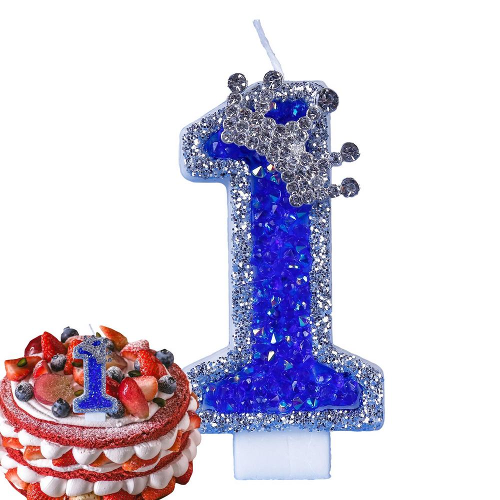 Blue Birthday Candles Glitter Blue Candles For Cake 3D Shape Cake Topper Decoration For Weddings Reunions Theme Parties