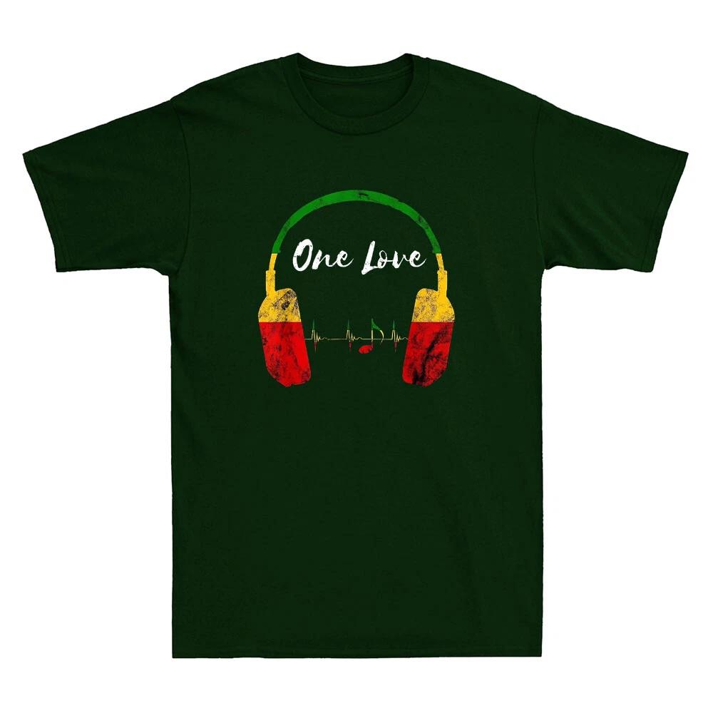 Rasta Reggae Music Retro Headphones Jamaican Pride One Love Vintage Mens T-Shirt S