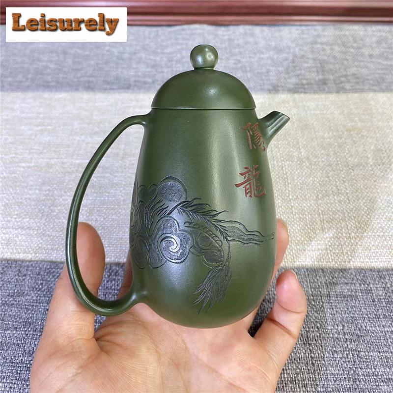 150ml Authentic Yixing Purple Clay Teapots Handmade High Dragon Egg Pot Raw Ore Green Mud Tea Brewing Kettle Zisha Tea Set Gift