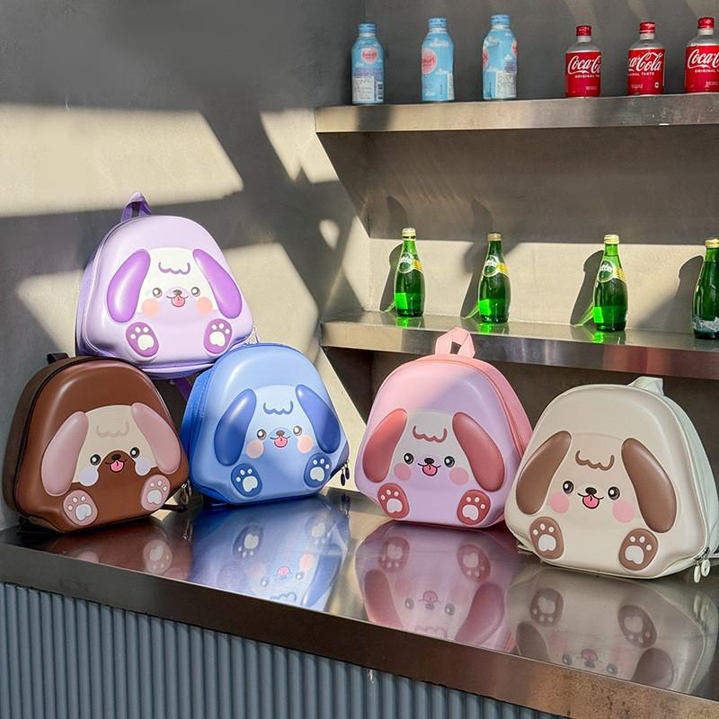 Playful And Lightweight Kids 3d Dog Backpack In Pink Brown Blue Purple For Use School