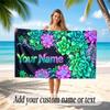 Floral Garden Theme Soft Beach Towel Personalized Custom Name Text Towel Portable for Beach Pool Travel