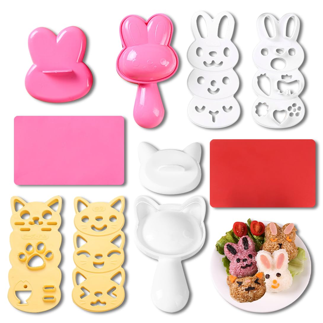 

Формы для онигири Koonafy, Кот и Кролик, Набор из 2 штук, Приспособление для приготовления онигири, Форма для суши, Форма для риса, Форма для бенто, Для домашнего использования, Милые, Бенто с персонажами, Кухонные принадлежности,