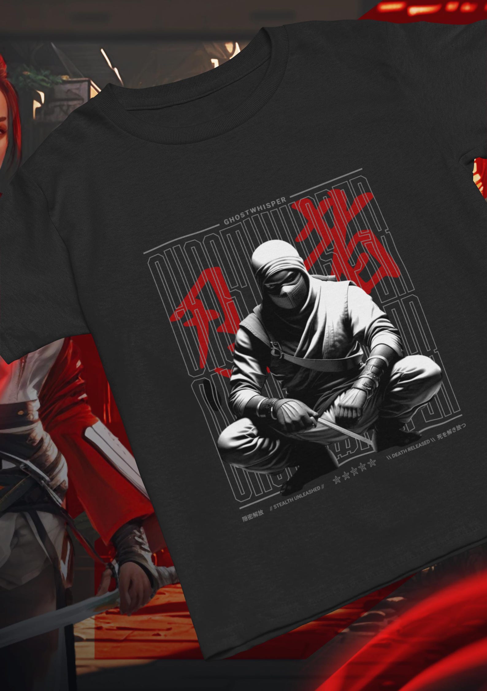Ghostwhisper Samurai Warrior Vintage Comic T-Shirt, Tee, Unisex Shirt, Japanese Warrior Graphic Tee, Samurai Warrior Apparel S