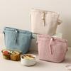 Large Capacity Insulated Lunch Box Bag Solid Color Lunch Handbag Portable Lunch Bag  Office
