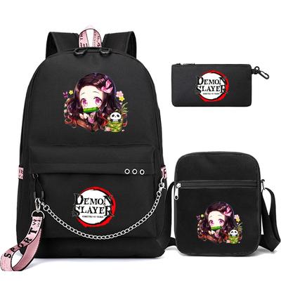 3 τεμ/σετ Anime Demon Slayer Backpack Back To School Τσάντα για αγόρια κορίτσια Τσάντα μαθητικής Kawaii Τσάντα πλάτης Ανδρική Γυναικεία Τσάντα ταξιδιού