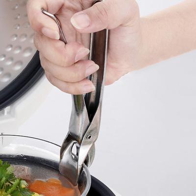 Clip per pinza per padella Maniglia ergonomica Forniture da cucina Clip per pinza per piatto in acciaio inossidabile Supporto per ciotola calda Pratico antiscottatura
