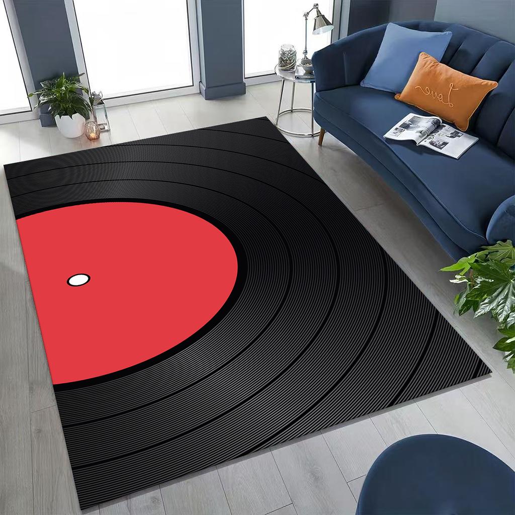 Vinyl Record Music Carpet DJ Screen Tape Rug for Bedroom Living Room Sofa Home Doormat Decor,Large Kid play Non-slip Floor Mat
