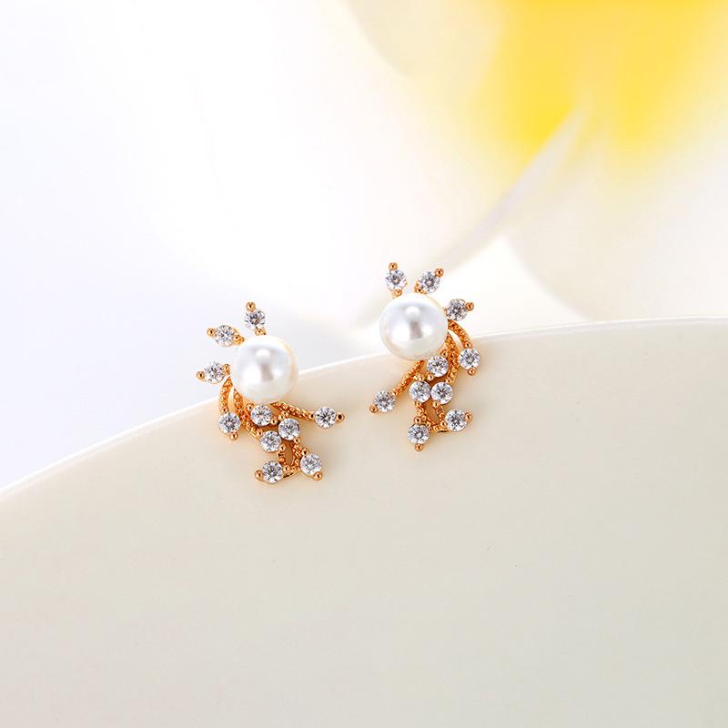 925 Silver Korean Imitation Pearl Retro Symmetrical Earrings with Elegant Short Tassels - Trendy Jewelry for Women and Students 925 Silver Ear Pin
