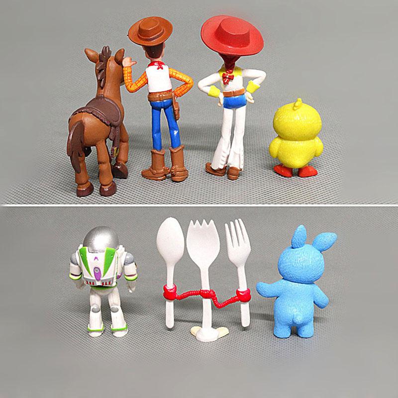7ksDisney Toy Story 4 Kreslený Buzz Rakeťák Woody Jessie Blesk Kůň Vidlička Králík Panenka Dekorativní Ozdoba Dárek Hračky