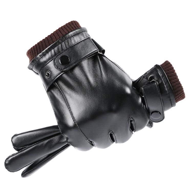 Zimní Vodotěsné Motocyklové Celoprsté Rukavice z PU Kůže Zesílené Rukavice s Dotykovým Displejem
