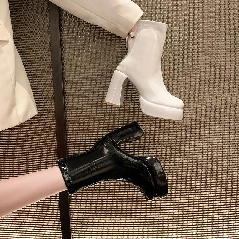 High Heels Kurze Stiefel Damen Mode Schuhe Herbst Winter Chunky Heels Wasserdicht Karree Übergröße Stiefeletten 2024