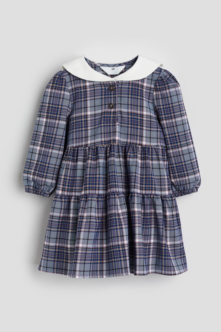 

Платье с воротником HM синее в клетку