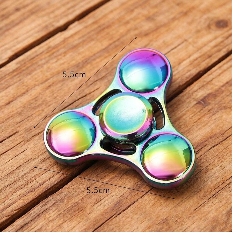 Rainbow Fidget Spinner Metal Zinc Alloy Fingertip Gyro EDC ADHD Stress Anxiety Reliever Quiet Focus Cool Gadgets for Kids Adults