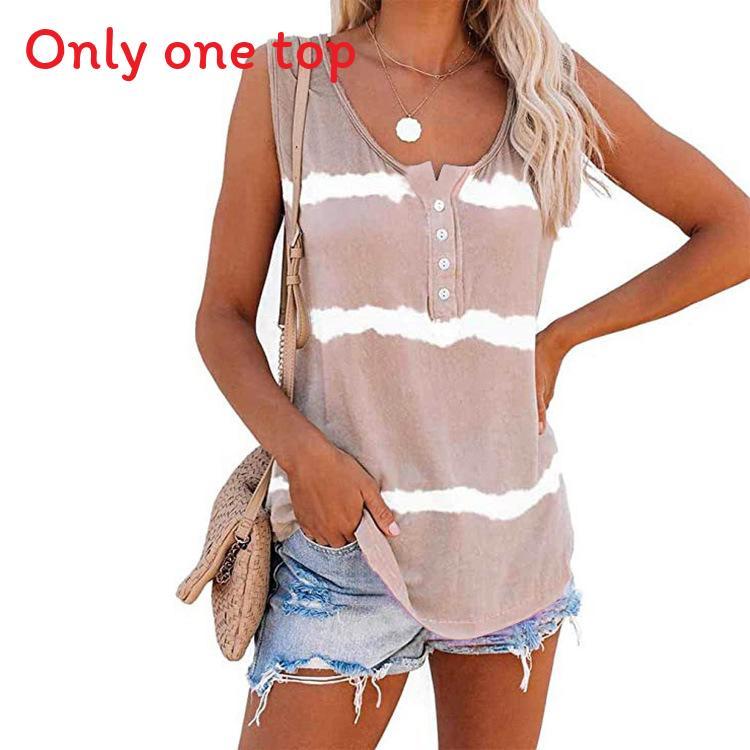 Urban Style T Shirt With Striped Print And Button Back For Casual Wear