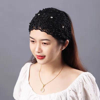 Perle Spitze Besticktes Haarband Hohl Dünn Breitkrempig Spitze Haar Stirnband Für Frauen Atmungsaktive Kopfbedeckung Bergsteigen Schal