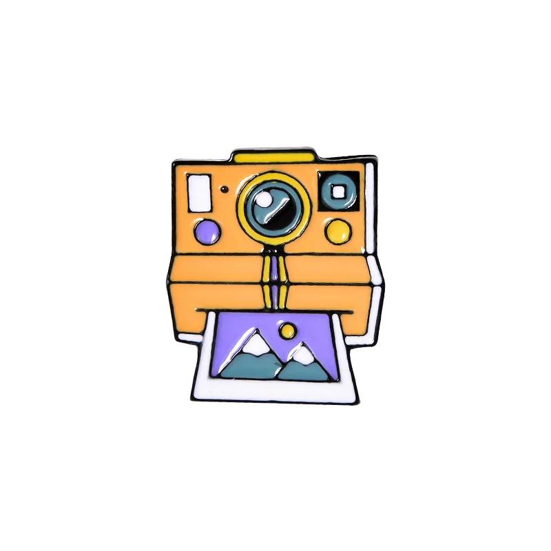 Camera Regenboog Zonsondergang Emaille Speld Dagelijkse Benodigdheden Spelden Badge Voor Vrouwen Mannen Baas Cadeau Reversspeld Sieraden orange