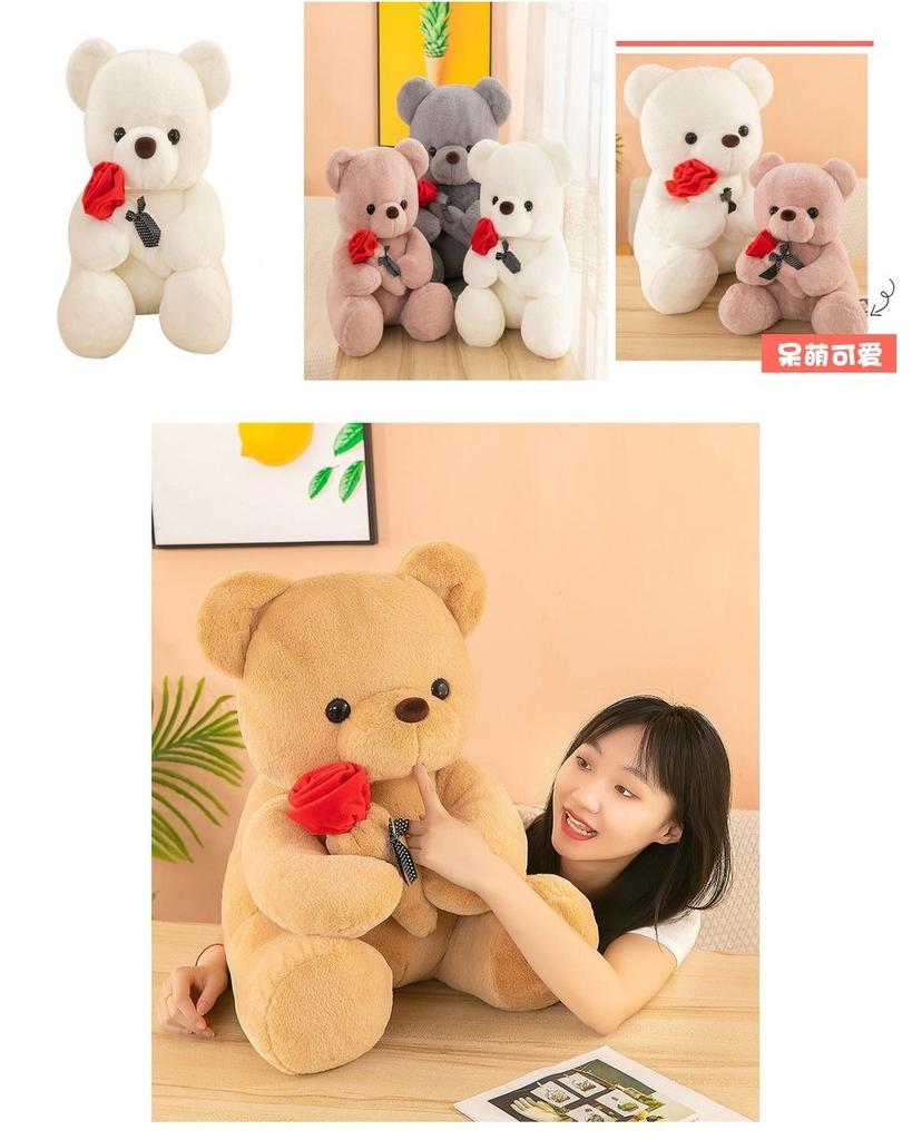 Cute Cartoon Rose Teddy Bear Plush Toy Doll Pillow Wholesale Factory Supplier